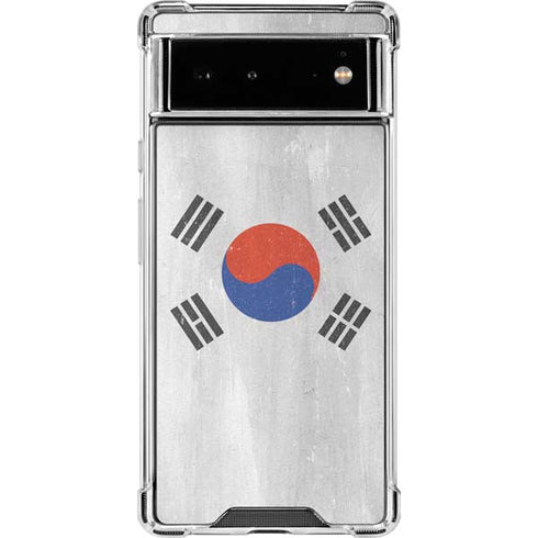 South Korean Flag Distressed Google Pixel 6 Clear Case